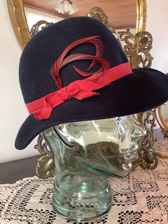 Vintage Navy Blue Wool Felt Doeskin 