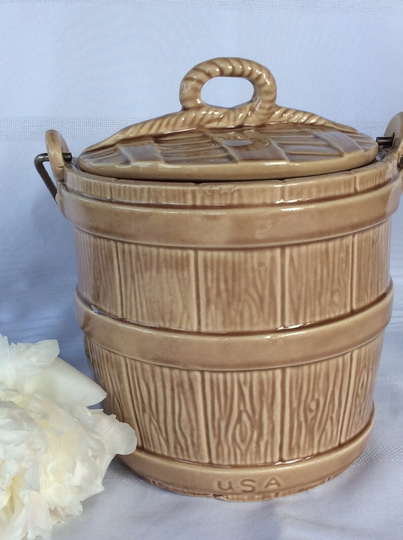 Vintage Mccoy the Oaken Bucket Cookie Jar 1961 Novelty Kitchen Etsy