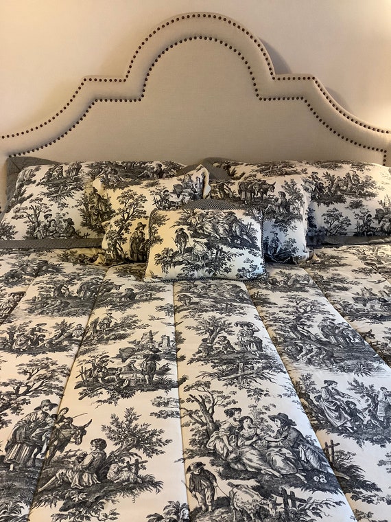 Vintage Cushion French Country Toile De Jouy Black On Ivory Or Vintage Cushion French Country Toile De, Waverly French Country Toile Bedding