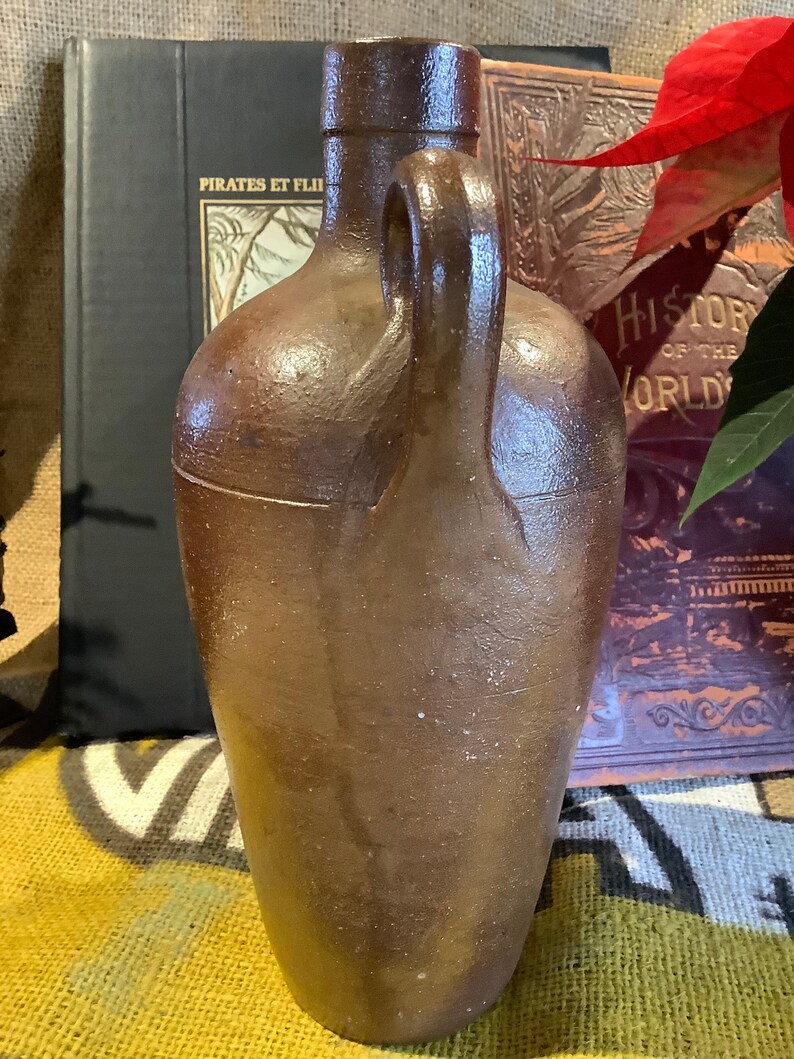 Salt Glaze Earthenware Wine Bottle Jug Stoneware Pottery Etsy