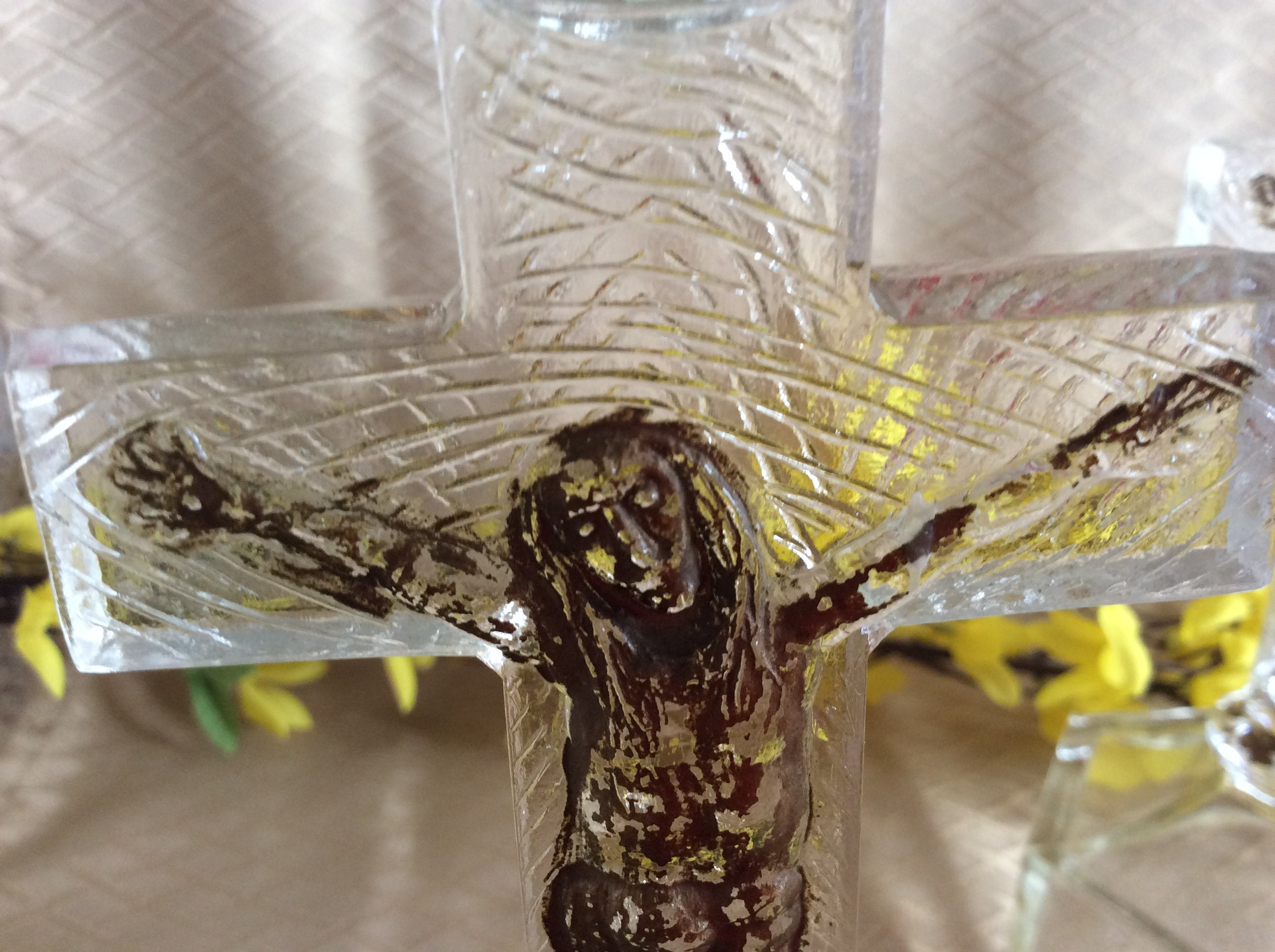 Antique Glass Crucifix Candle Holder Jesus Christ on the Cross Etsy