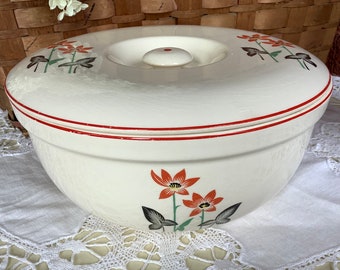 Vintage ceramic baking dish oven to table covered casserole Universal Cambridge USA