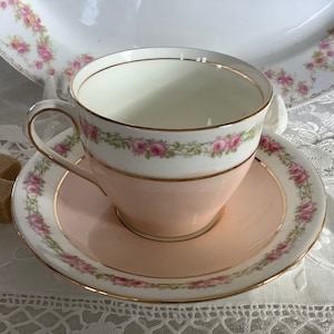 Aynsley pink roses garland cup & saucer fine bone china England