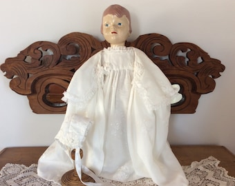 Christening gown set Antique baptism gown coat bonnet hand crafted