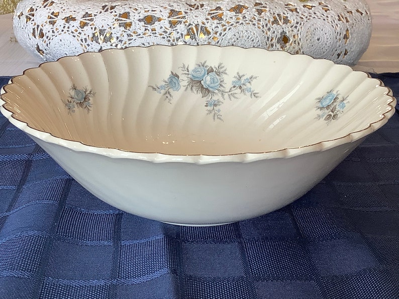 Vegetable bowl Johnson Bros Snowhite Regency Blue floral Etsy