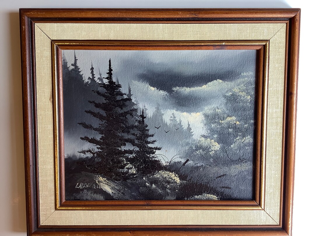Labrecque Signed Landscape Oil Painting 1960 Canadian Forest Etsy