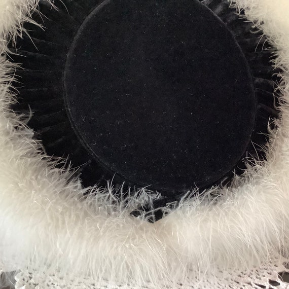 Superb black velvet cartwheel evening hat fluffy … - image 5