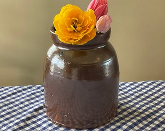 Antiker salzglasierter Tontopf JAR rustikale primitive Küchendekoration zur Aufbewahrung von Steingut