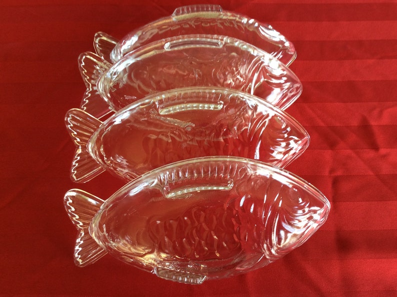 Vintage Fish Shape Jelly Mold Clear Glass Kitchen Utility Dish Etsy