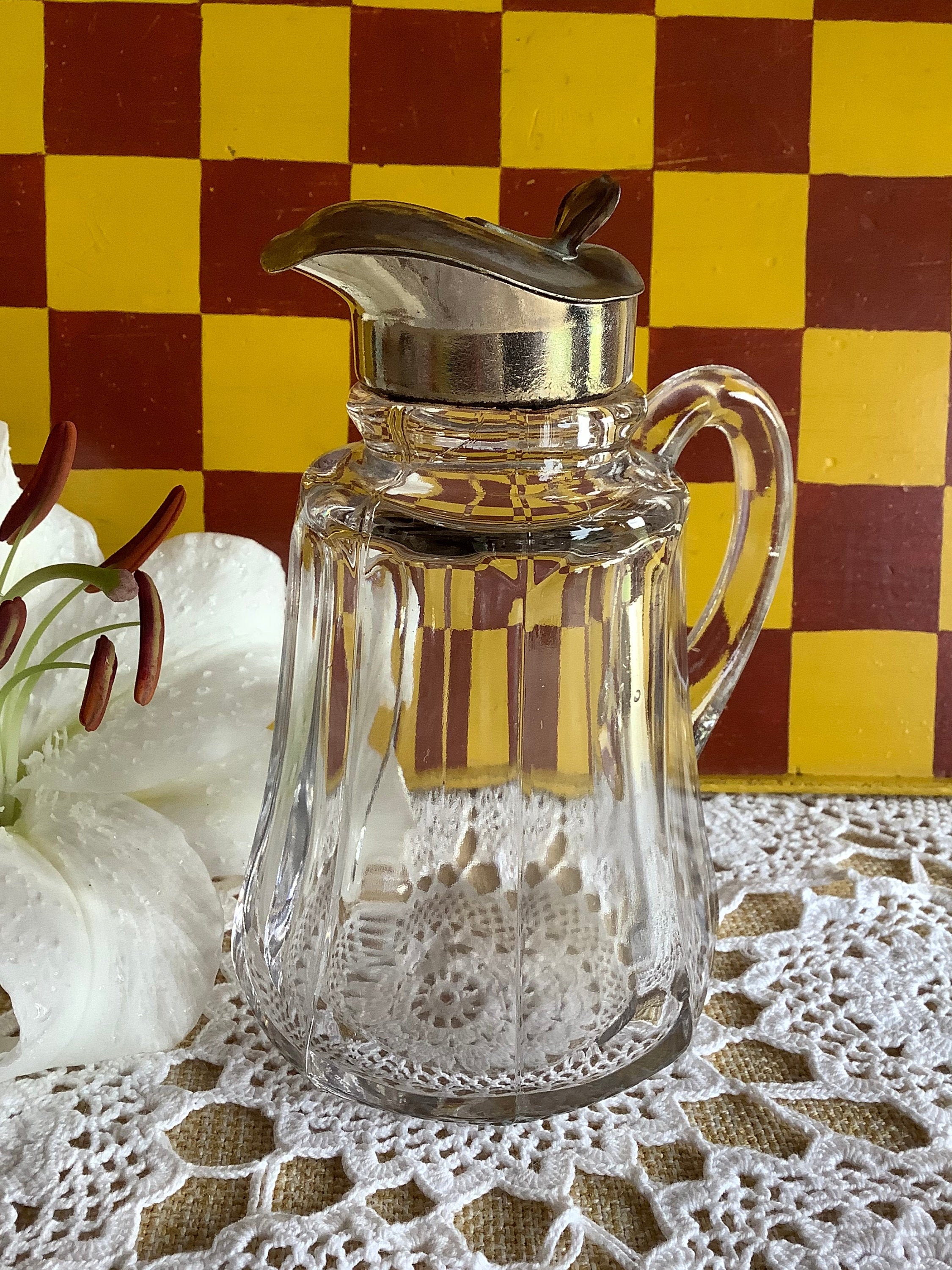 Antique maple syrup pitcher dispenser jug EAPG Early American Etsy