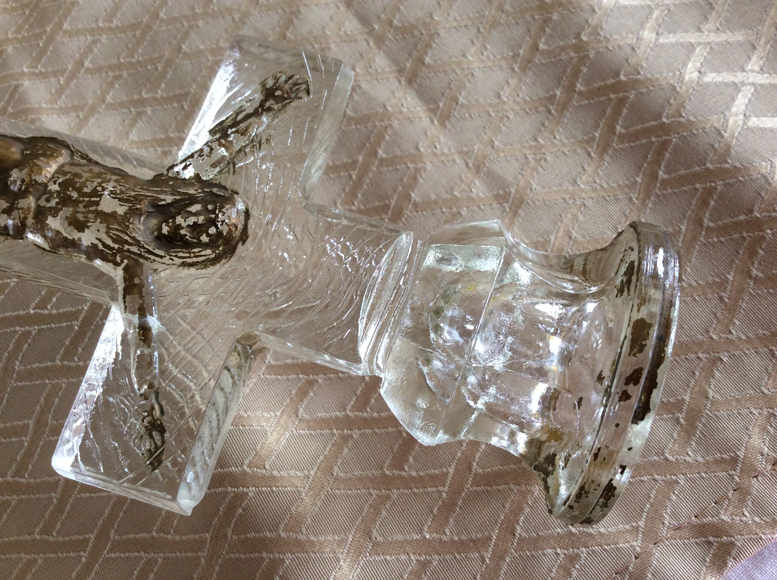 Antique Glass Crucifix Candle Holder Jesus Christ on the Cross Etsy