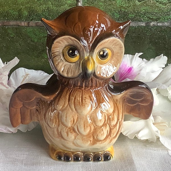 1970 Goebel figurine owl coin bank W Germany vintage ceramic figurine