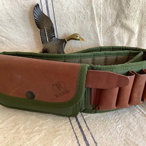 Vintage Radar hunting ammunition leather belt cartridge holster and pouch