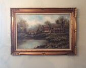 Historic Mabry Mill signed oil painting Blue Ridge parkway Roanoke Virginia
