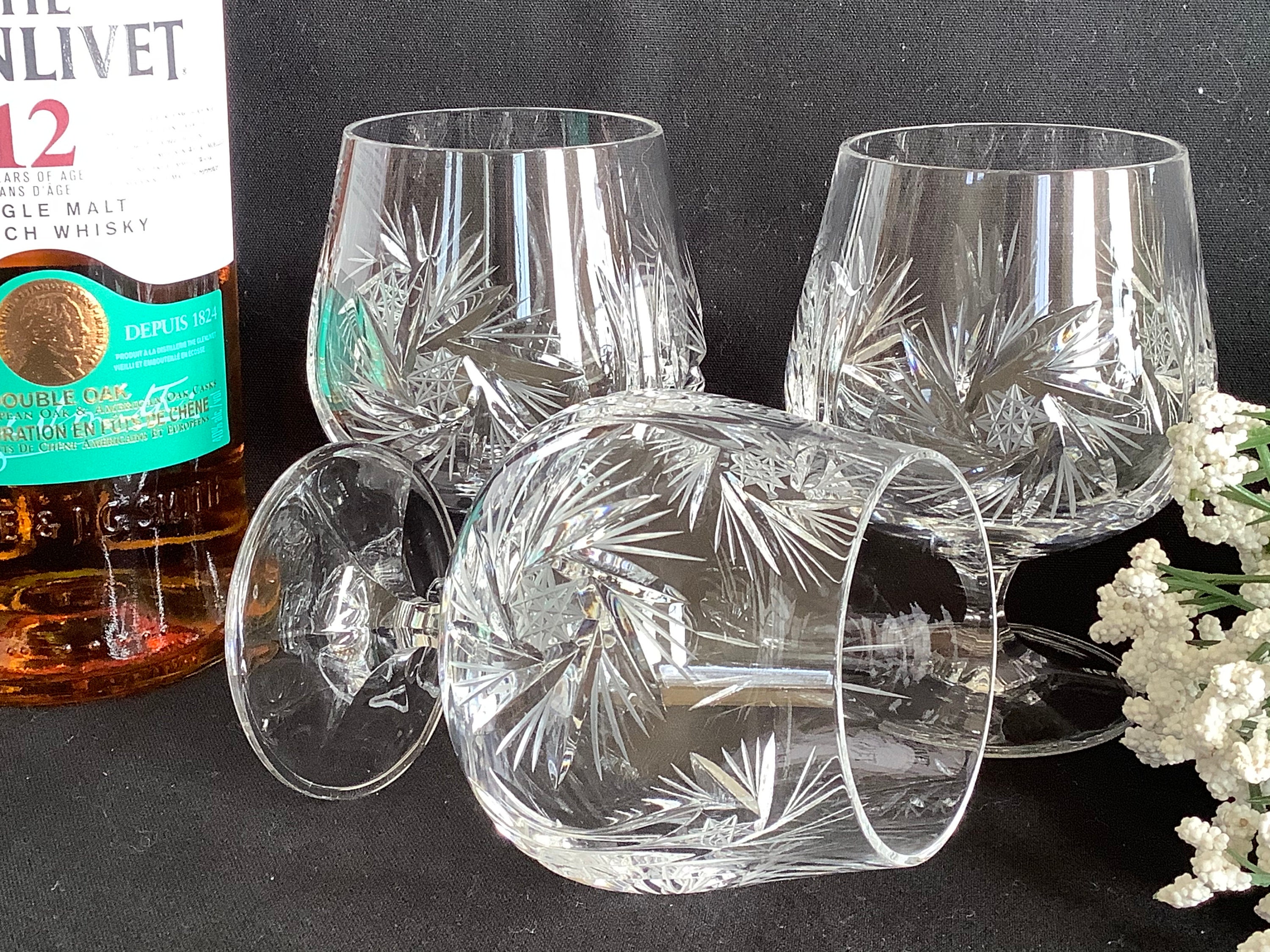 ONE LEFT Brandy cut crystal Pinwheel pattern snifter glasses Etsy