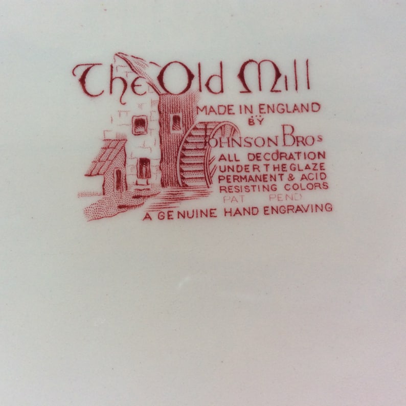Johnson Bros sandwich plate The old mill collection red