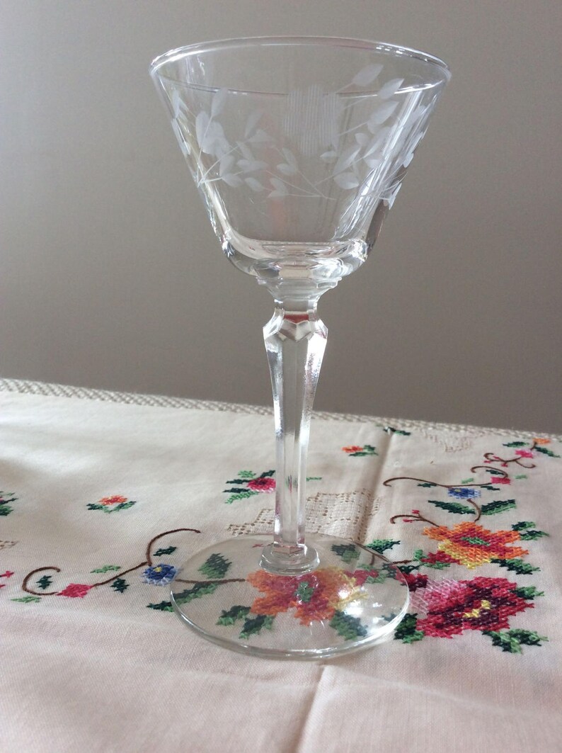 Vintage Cordial Stemware 1950 Flower Etched Sherbet Serving Etsy