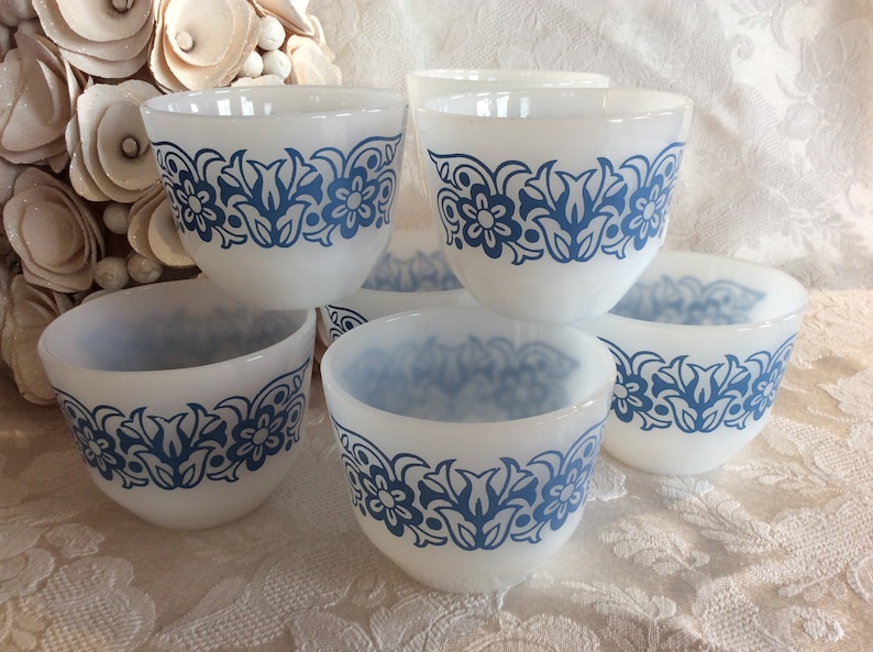 Vtg Federal glass tulip custard cups retro utility kitchen ware berry bowl