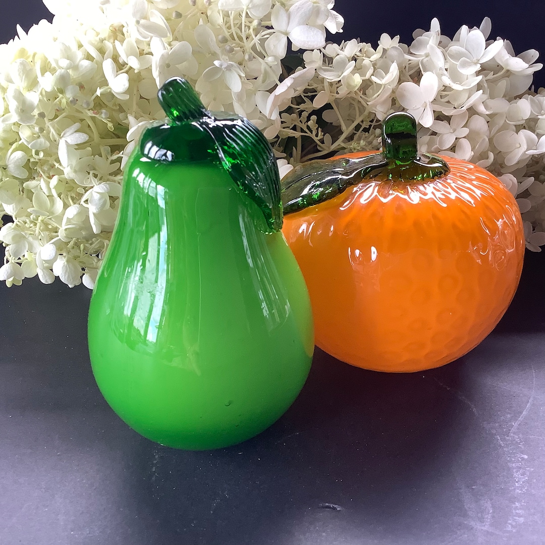 Vintage Decorative Glass Fruits Orange and Pears Etsy