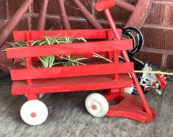 Wooden Folk Art toy farm hay wagon hand crafted