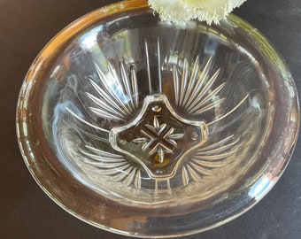 Hazel Atlas Aurora nesting bowl 1940 clear Depression glass mixing dish 7’’ x 2 3/4’’