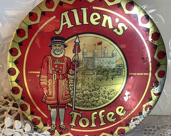 Allens toffee supreme tin metal box storage canister London guard and castle