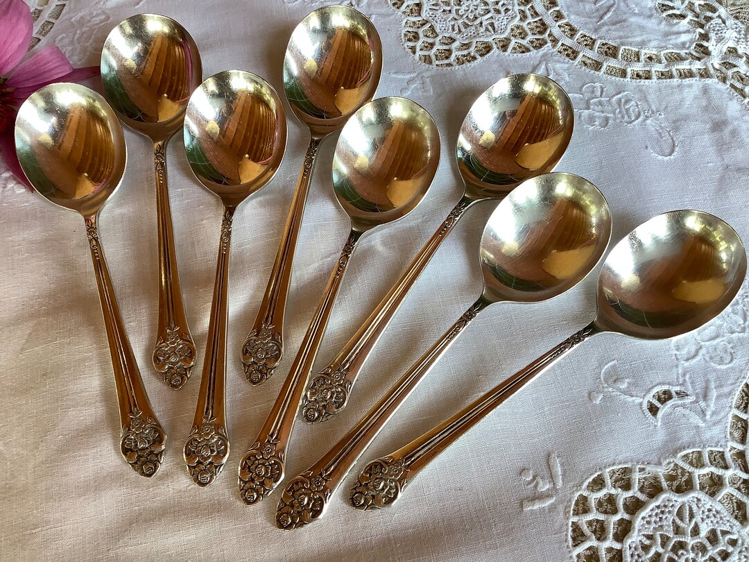 1881 Rogers Oneida Soup Spoon Set Silver Plated Plantation Pattern Etsy