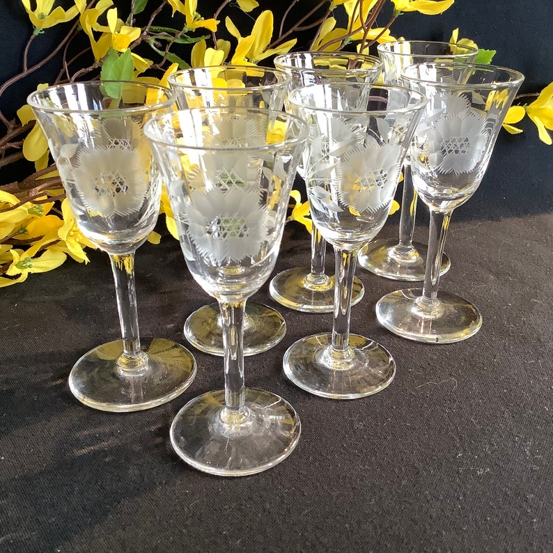 Vintage Hughes cornflower optic glassware tiny wine charms Etsy