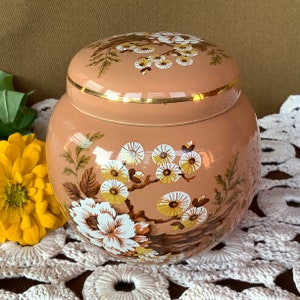 Vtg ginger jar Wild Wood Sadler England small lidded dish Magnolia flower design