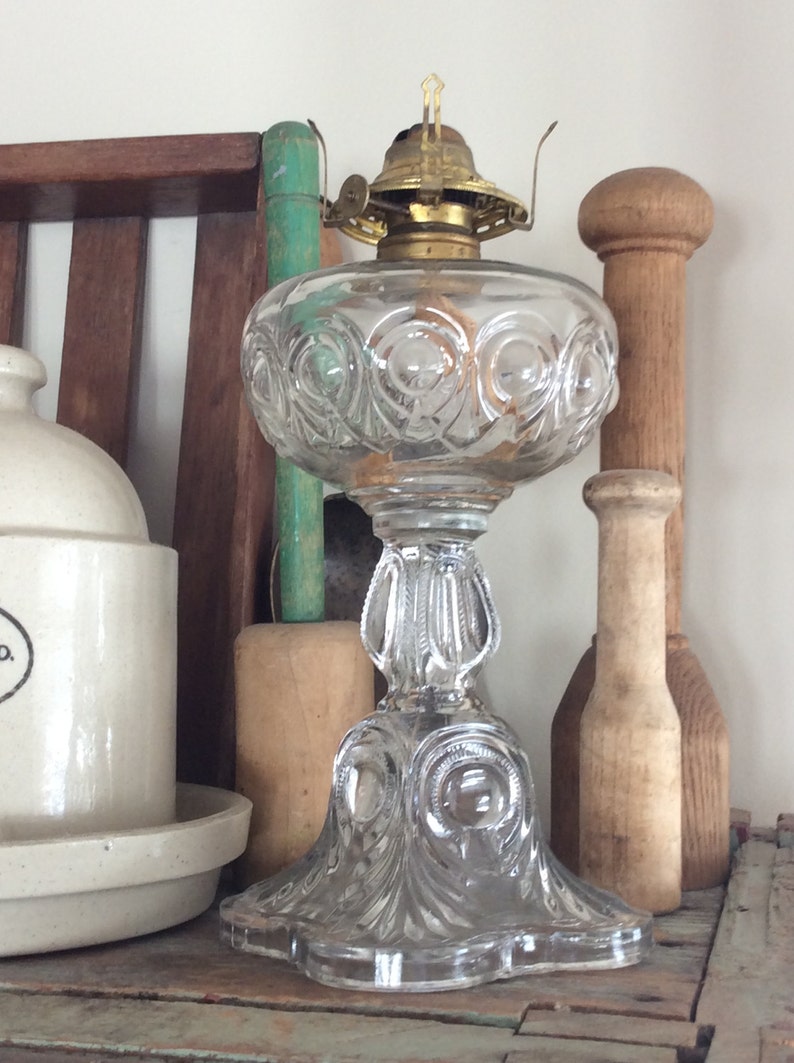Antique EAPG Victorian Bullseye Oil Kerosene Mantle Lamp Queen Etsy