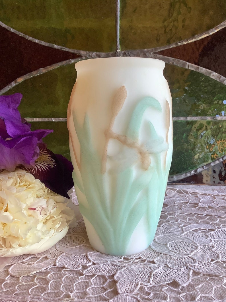 Phoenix Consolidated Dragonflies Glass Vase Floral Seafoam Etsy