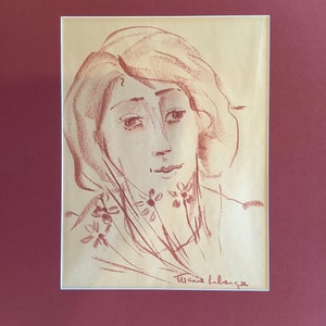 modernist figurative sketched flowers vintage 80s see-through