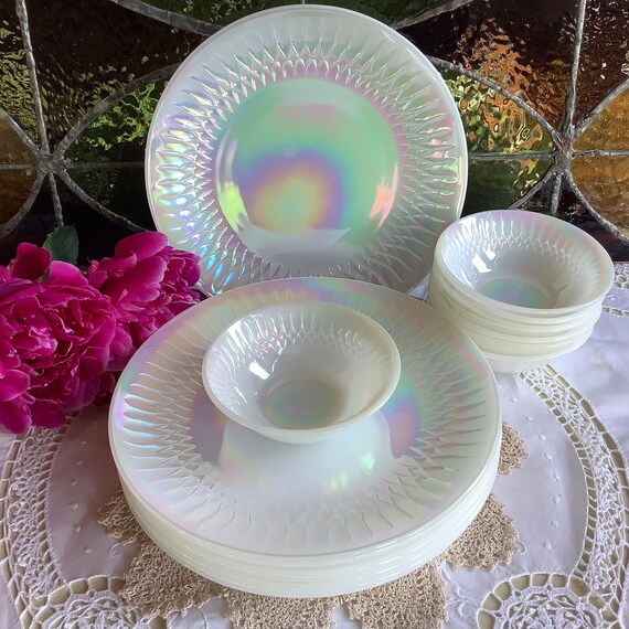 Iridescent dinnerware set clearance