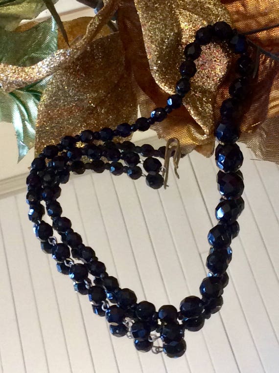 Vintage Western Germany Black Glass Necklace