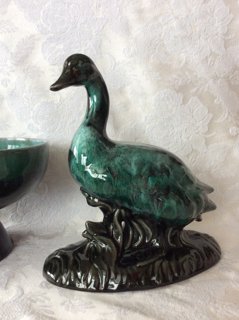 Wyatt Art Pottery Drip Glaze Goose Duck Figurine Nice Display Etsy Canada