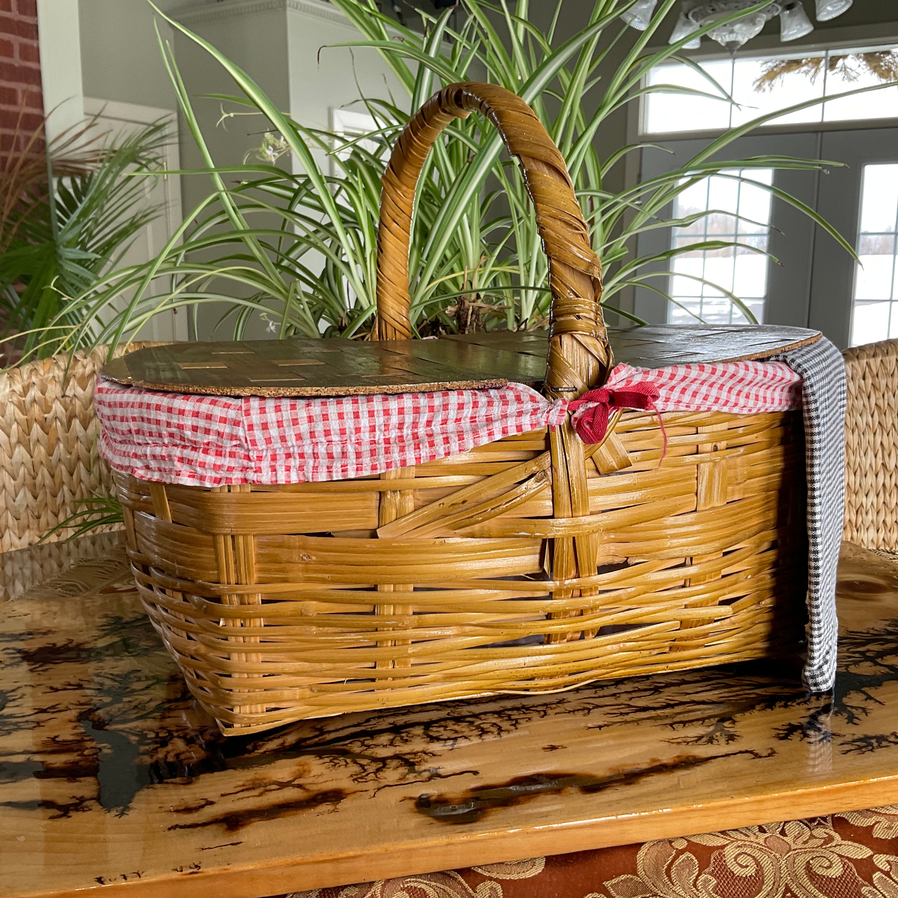 Superb Wicker Picnic Basket Market Hamper Country Farm Kitchen Etsy