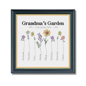 Modèle de point de croix jardin de grand-mère, personnalisé, cadeau point de croix pour maman, grand-mère, grand-mère, grand-mère, grand-mère, maman, mamaw, fête des mères
