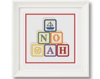 Customizable Baby Blocks Cross Stitch Pattern: Birth Sampler (PDF Pattern)