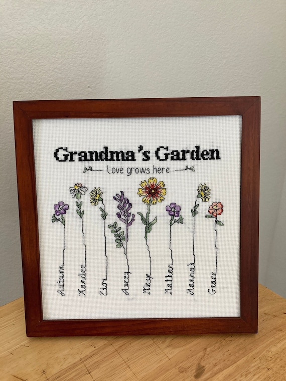 Grandma's Garden Customizable Cross Stitch Pattern (PDF Pattern