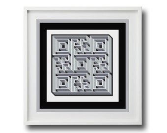 3D Illusion Labyrinth Cross Stitch Pattern (PDF Pattern)