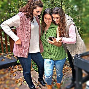 Hooded Sweater knitting pattern for women,  knitted sweater vest with hood pattern, hoodie knitting pattern, ladies cardigan pattern