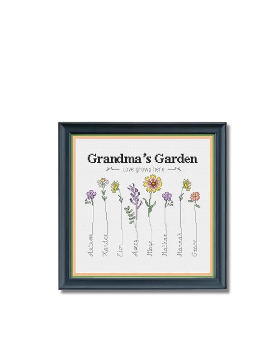 Grandma's Garden Customizable Cross Stitch Pattern (PDF Pattern
