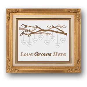 Family Tree Cross stitch pattern, personalized family tree pattern cross stitch