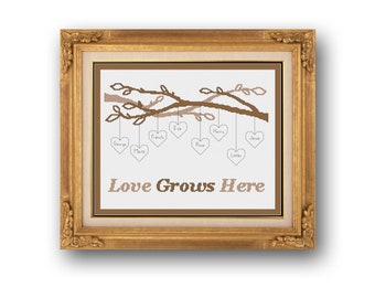 Family Tree Cross stitch pattern, personalized family tree pattern cross stitch