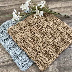 Basket Weave Crochet Dishcloth Pattern: Easy Cotton Washcloth (PDF Pattern)