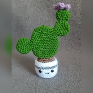 Mini Prickly Pear Cactus Buddy Stuffed Crochet Amigurumi Cacti Plushie
