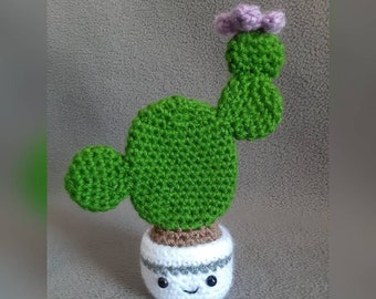 Mini Prickly Pear Cactus Buddy Stuffed Crochet Amigurumi Cacti Plushie