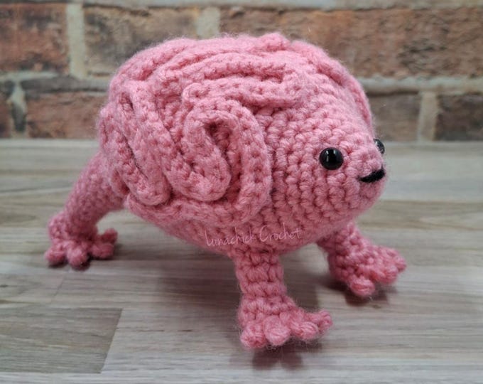 Featured listing image: Brain Frog Crochet Funny Mental Health Rain Frog