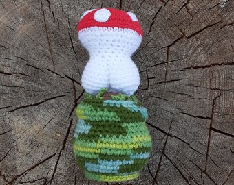 Buttshroom Crochet Amigurumi Stuffed Potted Mushroom Plant with Butt