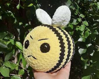 Large Chonky Stuffed Mad Bee Crochet Amigurumi Plushie